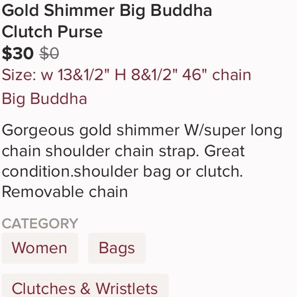 Big Buddha Gold Shimmer Chain Clutch - Picture 5 of 5